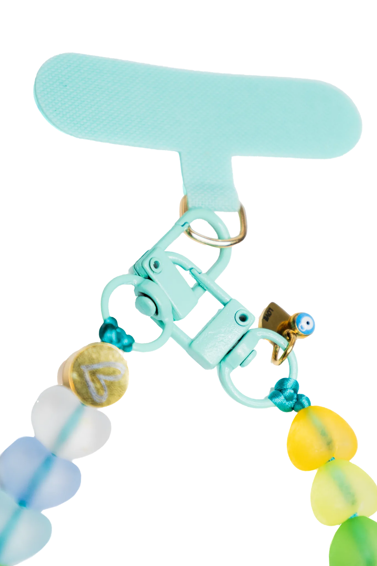 Turquoise Bead and Heart Phone Strap