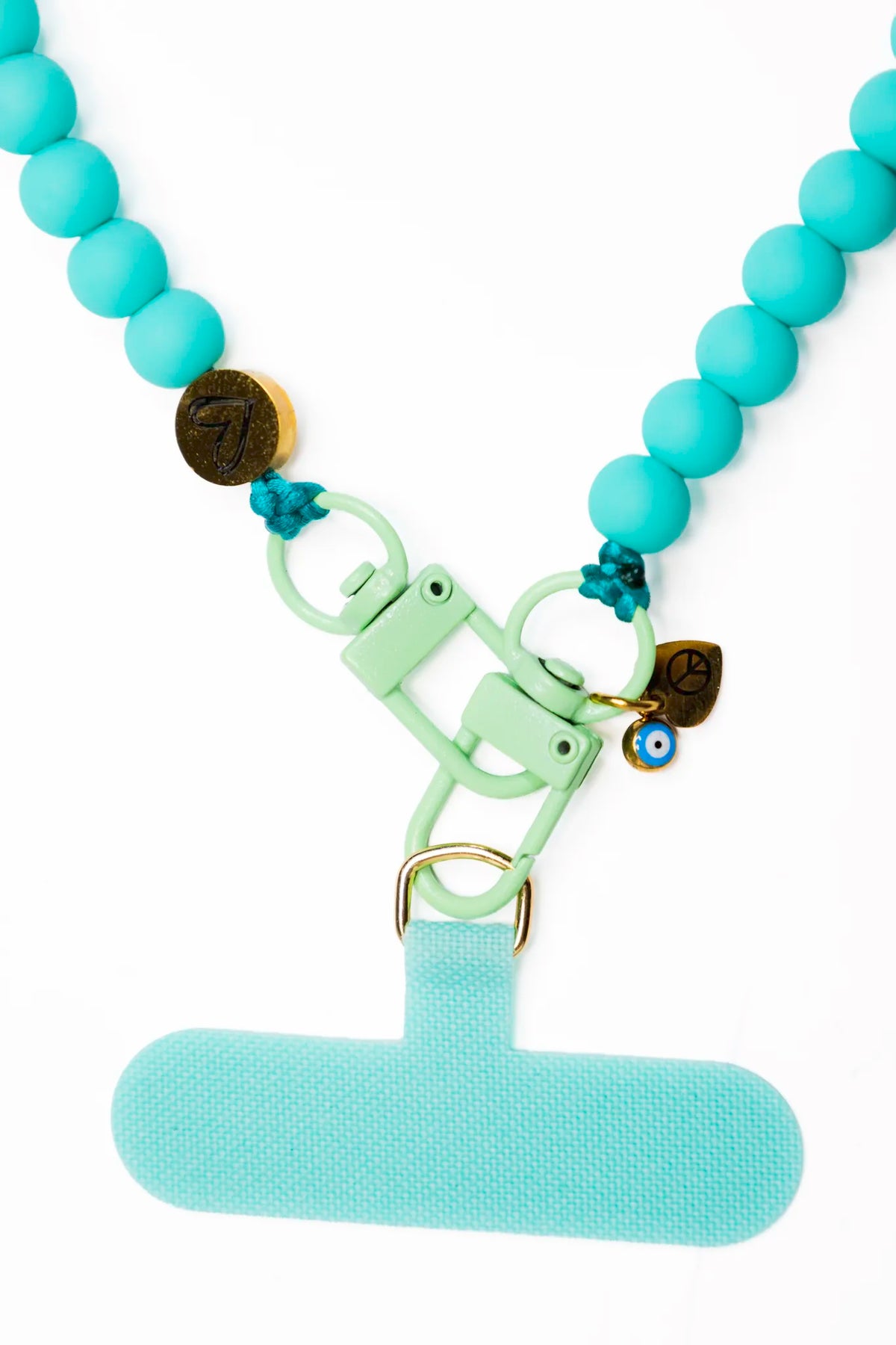 Turquoise Bead and Heart Phone Strap