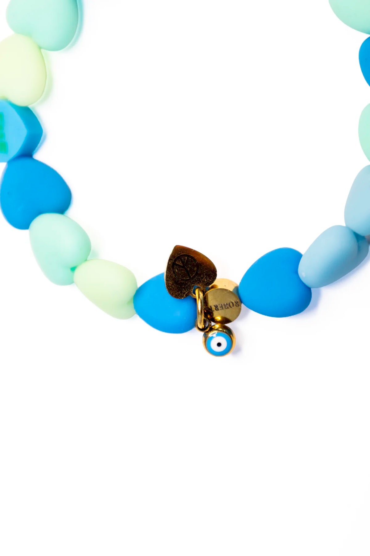 Blue Matte Heart Bracelet Set
